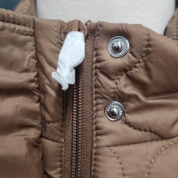 Susan Graver Weekend Water Repellant Nylon Quilted Vest w/Hood Camel 2X P - Picture 10 of 16